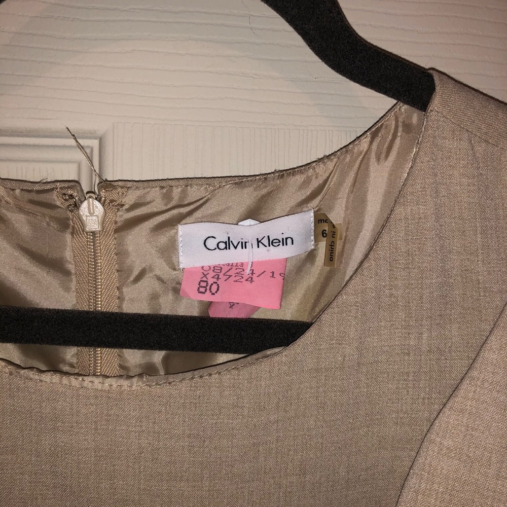 Calvin Klein Tan Dress with Shoulder Ruffles - Picture 5 of 8